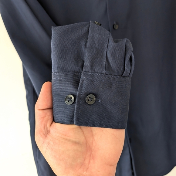 Michael Kors Non-iron Slim Fit 100% Cotton Navy Shirt In Size M 15 32/33 - Picture 6 of 7